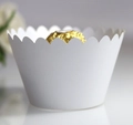 Eleganti pirottini bianchi tagliati al laser con bordo a festone per decorazioni di feste - Bianco / 5cm