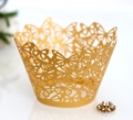 Contours de cupcake dorés découpés au laser avec papillons pour mariages et fêtes - Or