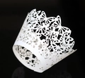 Laser-cut white paper cupcake wrappers with butterfly hollow design for wedding decor - White