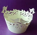 Laser-cut cake wrappers with intricate birds and leaves design for wedding dessert decor - Light Yellow (Emerald Star)