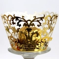 Golden laser-cut lace cupcake wrappers with elegant European filigree hollow design - 5cm / Reflective Gold