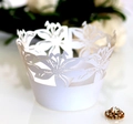 Elegante lasergesneden witte leliebloem cupcake wikkel voor bruiloft en feestdecoratie - 5cm / Wit