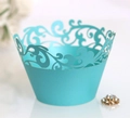 Teal laser-cut vine lace cupcake liners with elegant pearlescent finish for party decor - Tiffany Blue