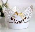 Intricate laser-cut white butterfly cupcake wrappers for weddings and party decor - White