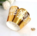 Elegant gold laser cut floral cupcake wrappers for wedding and party cake decoration - Reflective Gold