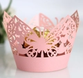 Pink laser-cut butterfly cupcake wrapper for wedding party and chocolate decoration - Pink
