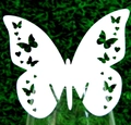Laser cut white butterfly paper card for weddings featuring intricate heart patterns - White