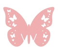 Pink laser-cut butterfly place cards with intricate hollow heart and wing patterns - Pink