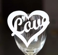 Tarjetas de mesa Love en forma de corazón cortadas con láser para bodas y fiestas - Blanco