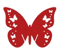 Laser-cut pink butterfly place card with hollow heart patterns for wedding table decor - Pearlescent Red