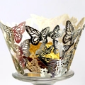 Elegant silver laser cut butterfly cupcake wrapper for wedding party dessert decorations - Reflective Silver