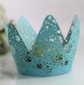 Sky blue laser-cut cupcake wrapper with crown and snowflake patterns for Christmas events - 5cm / Turquoise Blue