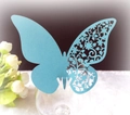 Laser-cut butterfly place card in light blue finish for wedding wine glass decoration - Tiffany Blue