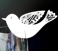 Cartes de place oiseau en papier blanc découpé au laser pour décoration de verre mariage - Blanc