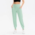 Pantalon de yoga ample vert menthe pour femme avec poches latérales et taille haute - Vert menthe
