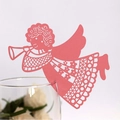 Pink laser-cut angel place cards for wine glass decoration in festive weddings - Pink