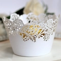 Elegante bordo per cupcake bianco tagliato al laser con rose per decorazioni di nozze - 5cm / Bianco