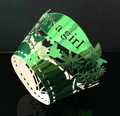 Detail of green laser-cut 'It's a girl' cupcake wrapper with metallic finish decoration - Reflective Green / 5cm