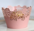 Pirottini per cupcake rosa tagliati al laser con motivi floreali per matrimoni - 5cm / Rosa