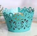 Envoltorios para cupcakes azul tiffany cortados con láser para bodas y fiestas - Azul Tiffany