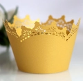 Detailed laser-cut hollow crown design in gold pearlescent paper for cake decoration - Gold