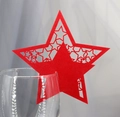Segnaposto a forma di stella rossa tagliata al laser per bicchieri da vino e feste - Rosso