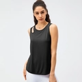 Débardeur de sport noir pour femme à séchage rapide avec détail ajouré sur l'épaule - 2/XS / Noir