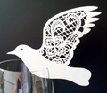 Marque-place oiseau blanc découpé au laser avec dentelle pour décoration de mariage - Blanc