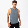 Canotta fitness da uomo grigia ad asciugatura rapida con cucitura centrale e spacchi - S / Blu Grigio