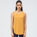 Débardeur de yoga jaune gingembre pour femme avec découpe et ourlet arrondi - 4/S / Curcuma