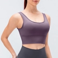 Reggiseno sportivo viola scuro ad alto impatto con spalline larghe e fascia sottoseno - S / Viola