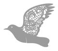 Laser-cut grey bird place cards with intricate hollow lace pattern for wedding glass decor - Silver Grey