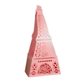 Rosa lasergeschnittene Eiffelturm-Hochzeitsbox mit Rosenmuster aus edlem Perlpapier - Rosa