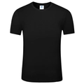 Classic black short-sleeve cotton T-shirt with a round neck and casual fit style - 3XL / Black