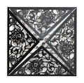 Elegante invito quadrato nero tagliato al laser con inserto bianco e fiori - Nero carbonio