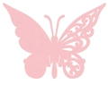 Pink laser-cut butterfly wine glass name card with elegant hollowed-out paper art design - Pink