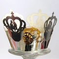 Involucri per cupcake tagliati al laser con corona e carrozza in oro e argento - Argento Riflettente