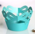Laser cut Tiffany blue hollow butterfly cupcake wrapper for wedding party cake decor - Tiffany Blue