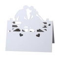 Segnaposto bianco tagliato al laser con silhouette di coppia romantica e finitura lucida - Bianco