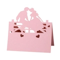 Biglietto 3D rosa tagliato a laser con coppia che si bacia e cuori per matrimoni - Rosa