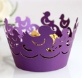 Paarse lasergesneden cupcake vormpjes met eendmotief voor feestelijke decoraties - Donkerpaars (WB-44) / 5cm