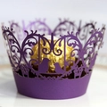 Pirottini per cupcake viola scuro tagliati al laser con uccellini per decorazione - 5cm / Viola scuro