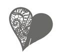 Lace hollow heart shaped wine glass card with laser cut floral pattern decoration - Silver Charcoal