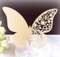 Elegante segnaposto a farfalla color oro champagne tagliato al laser per calici da nozze - 50 Fogli / Beige