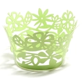 Light green laser-cut cupcake wrappers with floral patterns for wedding party decor - 5cm / Fruit Green