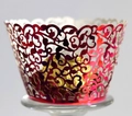 Laserschnitt Weinrot Cupcake Förmchen mit edlem europäischem Vintage Blumen Spitzenmuster - 5cm / Reflektierendes Hellrot