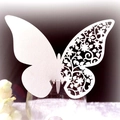 Elegante segnaposto a farfalla bianca tagliata al laser per decorazione bicchieri - 50 Fogli / Bianco