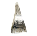 Scatola bomboniera Torre Eiffel in argento specchiato con rose e motivi traforati laser - Argento Riflettente