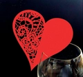 Laser-cut red heart wine glass place cards with intricate floral hollow lace patterns - Red