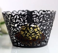 Elegante schwarze lasergeschnittene Muffinförmchen mit floralem Muster für Tortendeko - 5cm / Schwarz
